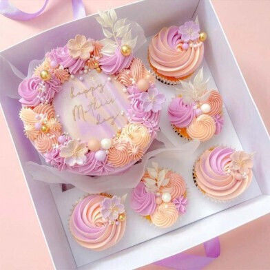 Κουτί Ζαχαροπλαστείου Καπάκι 2 Cupcakes & 1