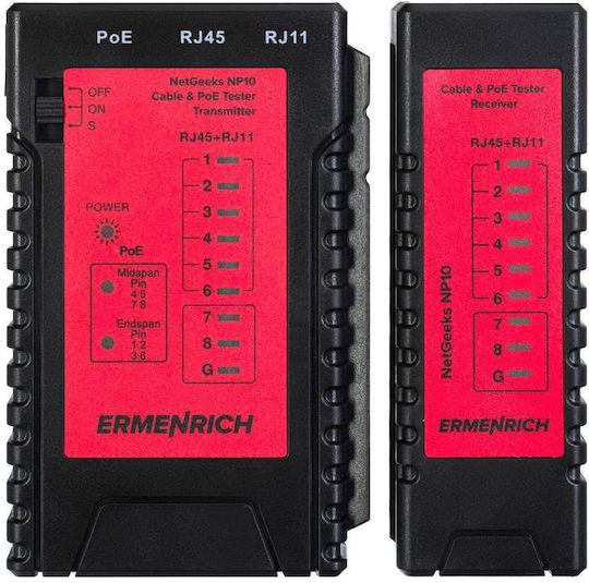 Ermenrich 82540 Tester De Cabluri De Rețea RJ45 / RJ11