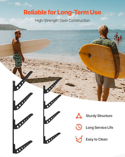 Wall Rack Surfboards Vevor Horizontal Shelf Surfboards 4 Levels Storage Display Adjustable Height Metal Organizer Rack Holder Surfboard Snowboards Kiteboards Shortboard Ski