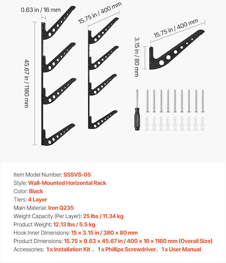 Wall Rack Surfboards Vevor Horizontal Shelf Surfboards 4 Levels Storage Display Adjustable Height Metal Organizer Rack Holder Surfboard Snowboards Kiteboards Shortboard Ski