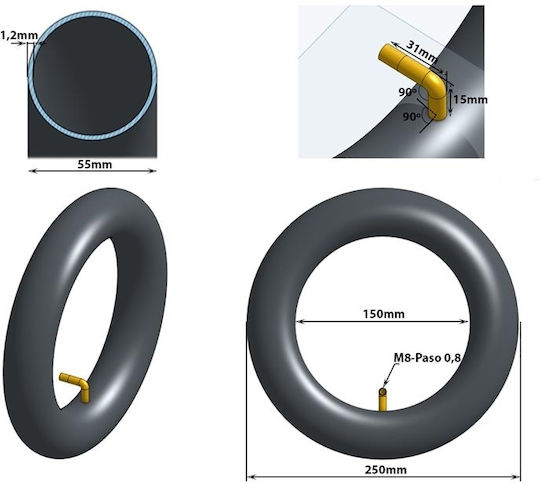 Ewheels Anvelopă pentru Scutere electrice în Culoarea Negru 55986