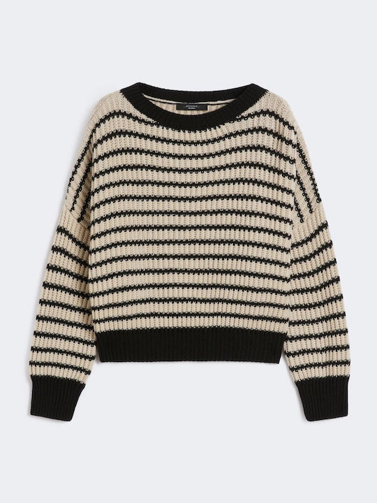 Bluza Damă Crop Pulover Lână Bej