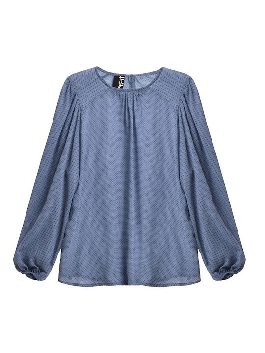 Bluza Damă Drapată Cu Buline Albastru