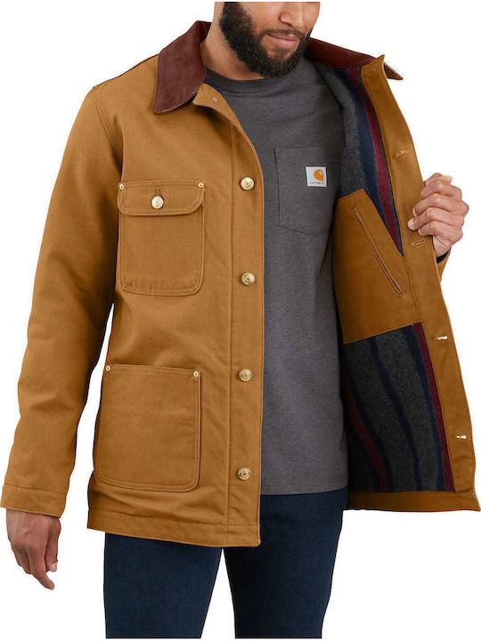 Loose Fit Firm Duck Blanket-Lined Chore Coat Зимно Мъжко Яке Кафяво
