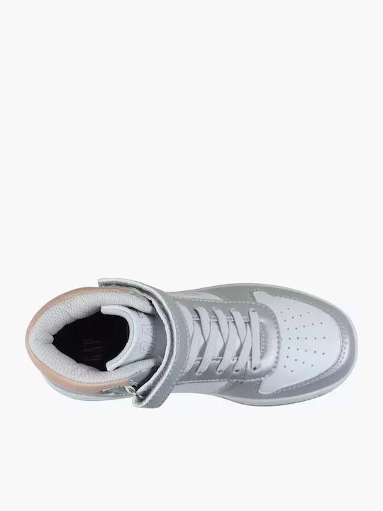 Παιδικά Sneakers High Ανατομικά με Σκρατς Λευκά
