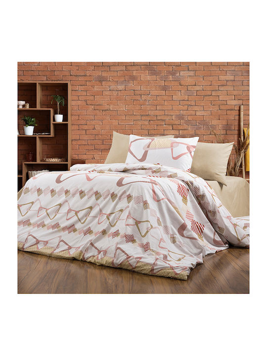 Dimcol Σετ Σεντόνια Υπέρδιπλα 220x240εκ. White-beige 490 (4τμχ)