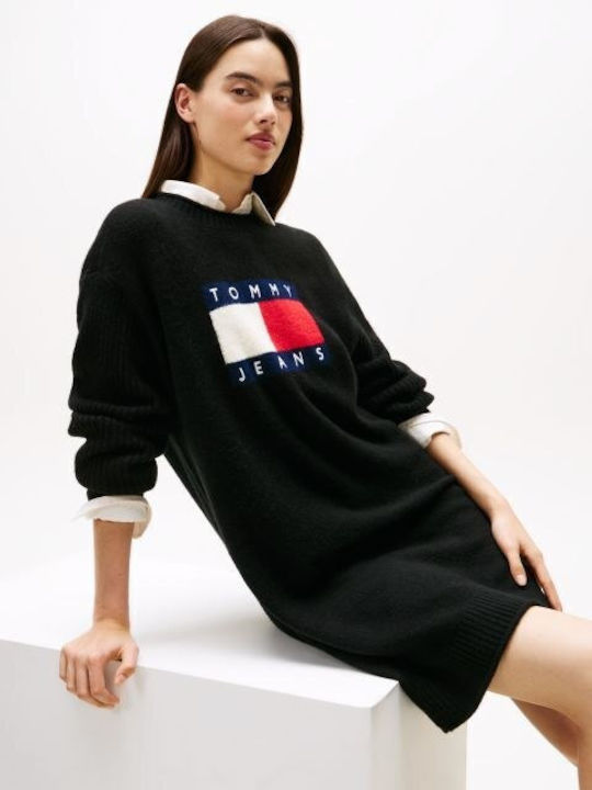 Rochie Mini Sport Mânecă Lungă Neagră