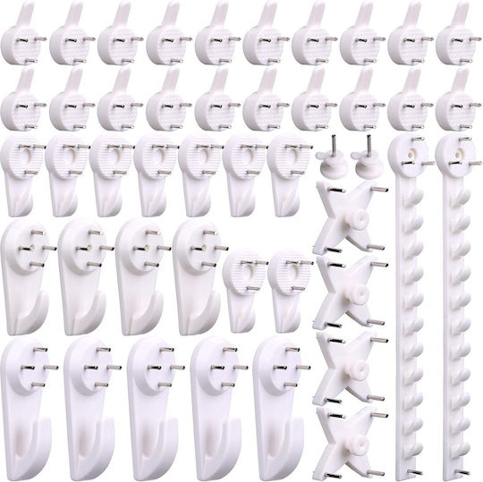 Picture Hanging Set Hands 53 Pieces Pvc Various Designs White