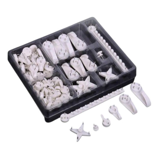 Picture Hanging Set Hands 53 Pieces Pvc Various Designs White