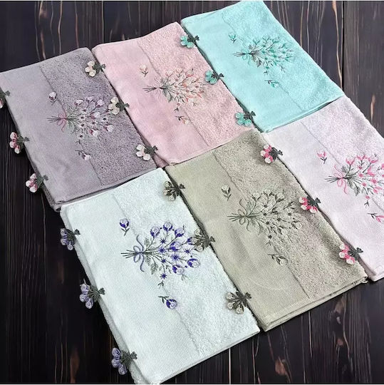 Set of 6 Embroidered Kitchen Dowry Towels 30x50cm