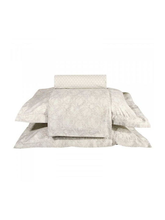 Greenwich Polo Club Bettbezug-Set Baumwolle Übergröße mit 2 Kissenbezügen 220x240 Essential Ecru, Taupe
