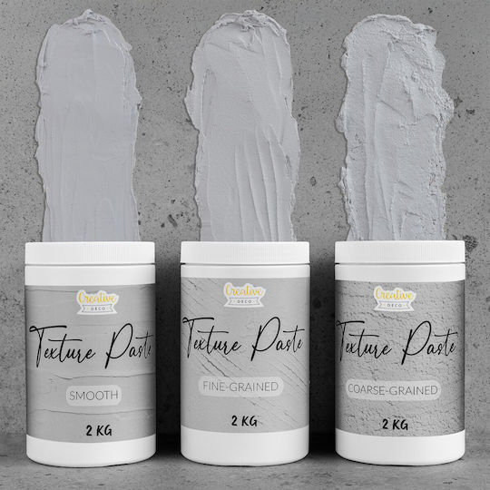 Creative Deco Smooth Structural Paste 2kg Gray Fine Mass Art Projects Acrylic Painting Easy To Use Spatula 3D Texture Effects