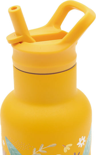 Sassi Junior Kids Water Bottle Thermos Stainless Steel with Straw Non Spill Gray 350ml