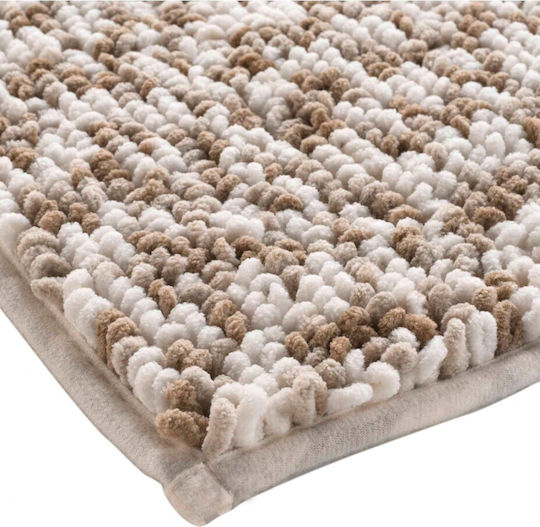 Atmosphera Bath Mat Microfiber 1802084 Beige White 45x75cm
