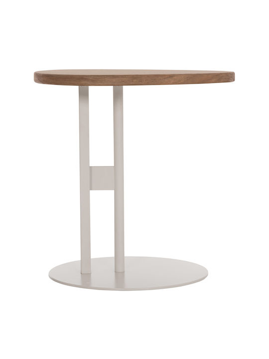 Round Side Coffee Table Alper Wooden Sonoma-Metal White W50xL50xH50cm