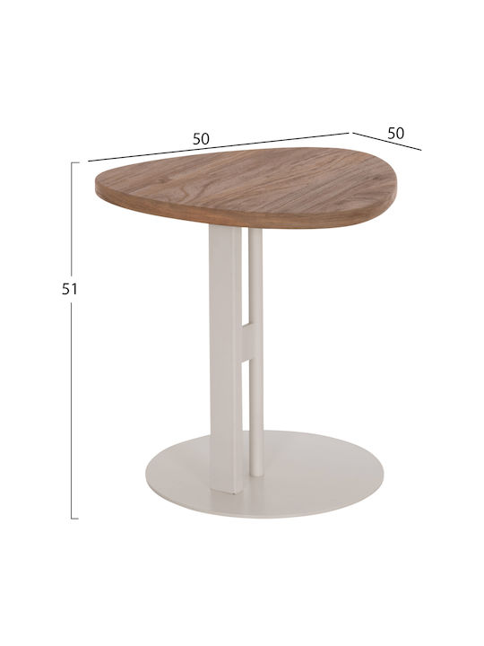 Round Side Coffee Table Alper Wooden Sonoma-Metal White W50xL50xH50cm