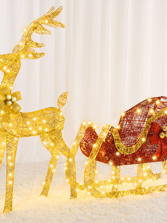 Bakaji Bakaji Reindeer Rena Illuminated Sleigh Outdoor 8 Functions Warm White Christmas