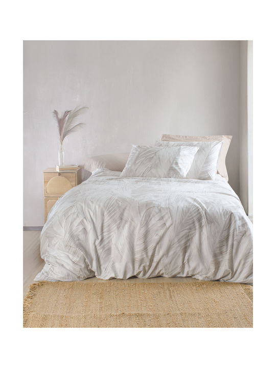 Rythmos Palm Pillowcase Set with Envelope Cover White 50x70cm.
