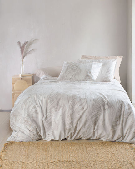Rythmos Palm Pillowcase Set with Envelope Cover White 50x70cm.