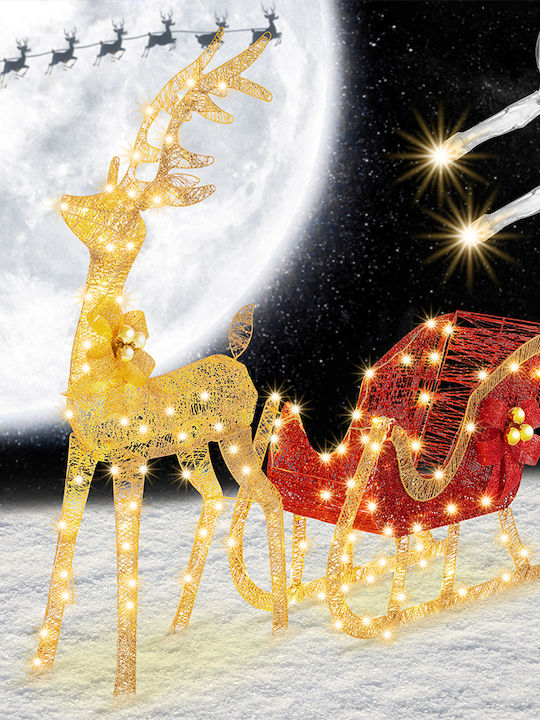 Bakaji Bakaji Reindeer Rena Illuminated Sleigh Outdoor 8 Functions Warm White Christmas
