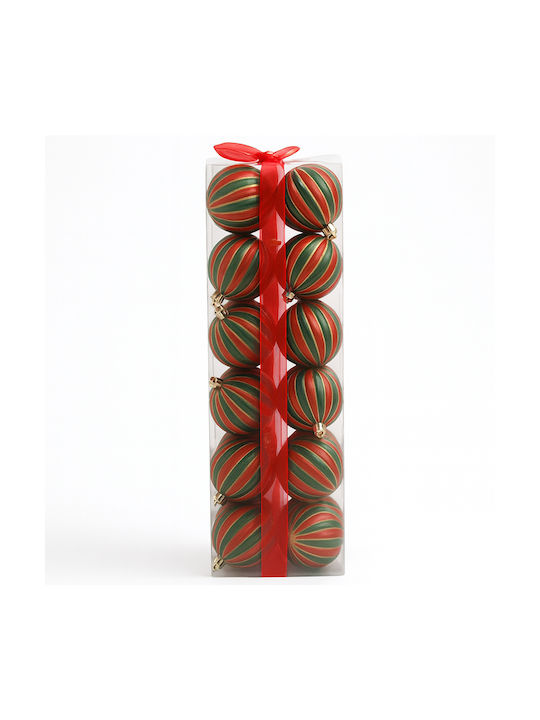 Bakaji Set of 24 Christmas Tree Balls Red Green Decorative Spheres 6cm 02842858
