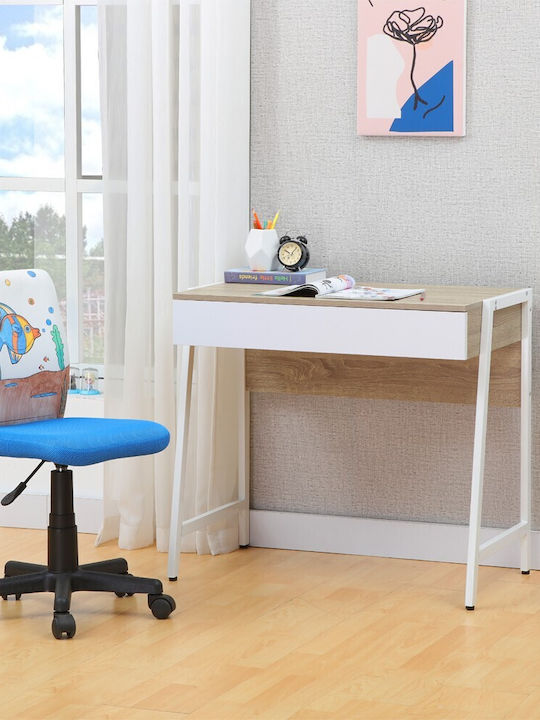 Nextdeco Schreibtisch Holz Weiß mit Metallbeinen 84x48x76cm