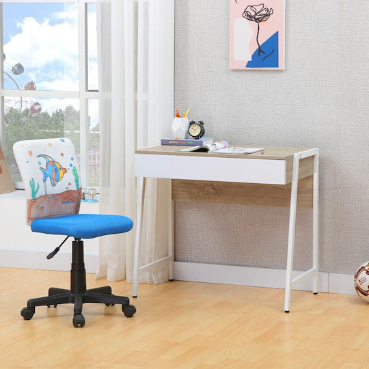 Birou Nextdeco Din Lemn Alb Cu Picioare Metalice 84x48x76cm