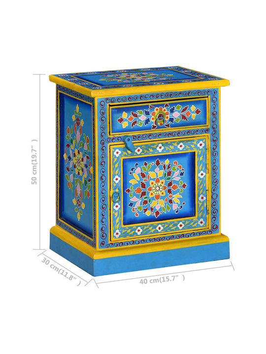 Bedside Table Made of Solid Blue Wood 40x30x50cm