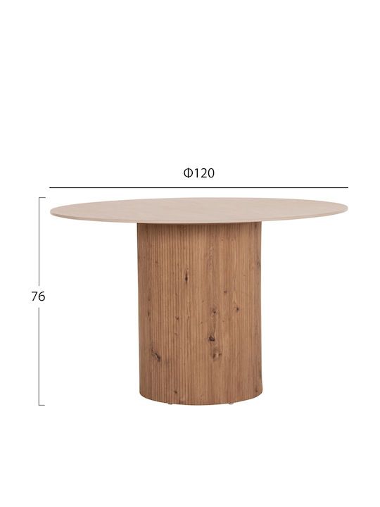 Twil Round Table Dining Room with Ceramic Surface Ceramic, Travertine 126x126x77cm