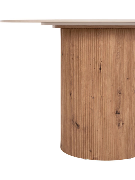 Twil Round Table Dining Room with Ceramic Surface Ceramic, Travertine 126x126x77cm