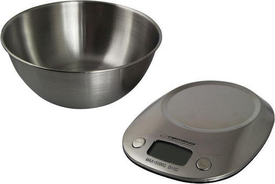 Esperanza Lychee Digital Kitchen Scale with Bucket up to 5kg Silver