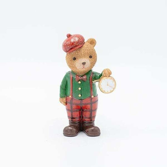 Eurolamp Decorative Polyresin Bear Vintage Cart Green Shirt 7x12.5cm