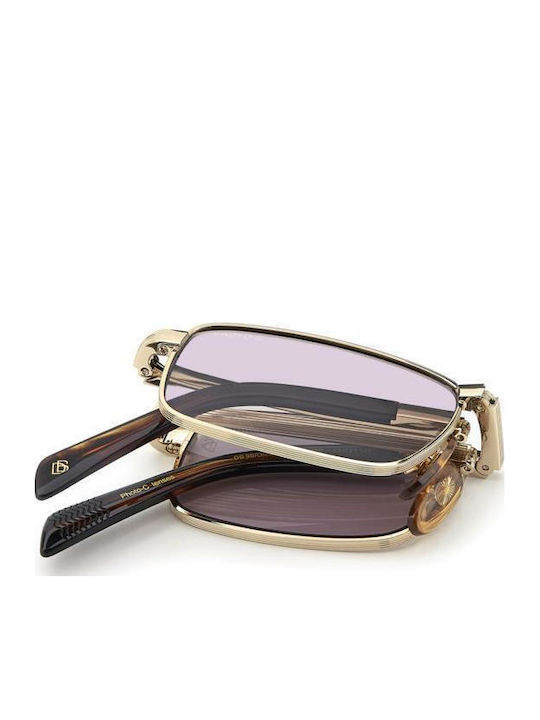 David Beckham Men's Sunglasses with Gold Metal Frame and Pink Lens
