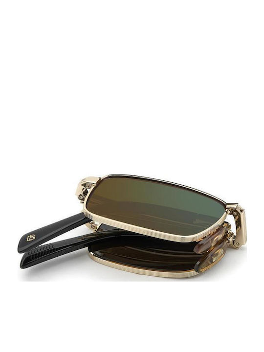 David Beckham Men's Sunglasses with Gold Metal Frame and Green Lens