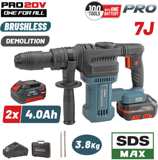 Bormann Pro BBP5311X44CA Κατεδαφιστικό Μπαταρίας Brushless 20V 2x4Ah με Υποδοχή SDS Max 084914