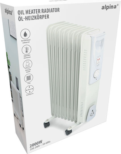 Alpina Appliances Oil Filled Radiator with 9 Fins 2000W