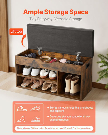 Entry Furniture with Shoe Rack & Bench Brown + Black 30x44x80cm