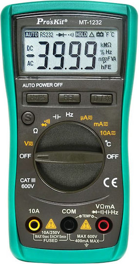 Proskit MT-1232 Ψηφιακό Πολύμετρο True RMS με Buzzer με Μέτρηση AC / DC / Αντίστασης / Χωρητικότητας / Θερμοκρασίας