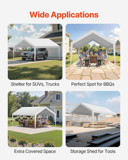 Vevor Gazebo Cover White with PU Coating 3x3.6m