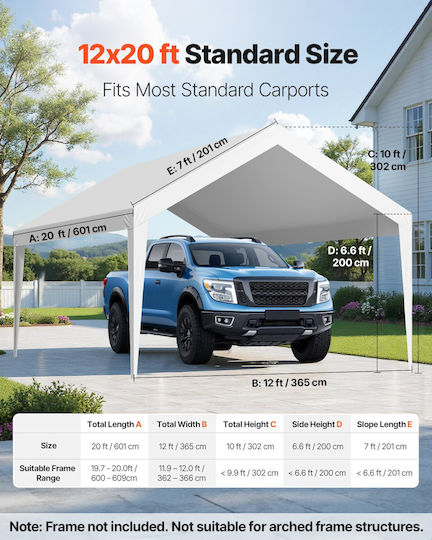 Vevor Gazebo Cover White with PU Coating 3x3.6m