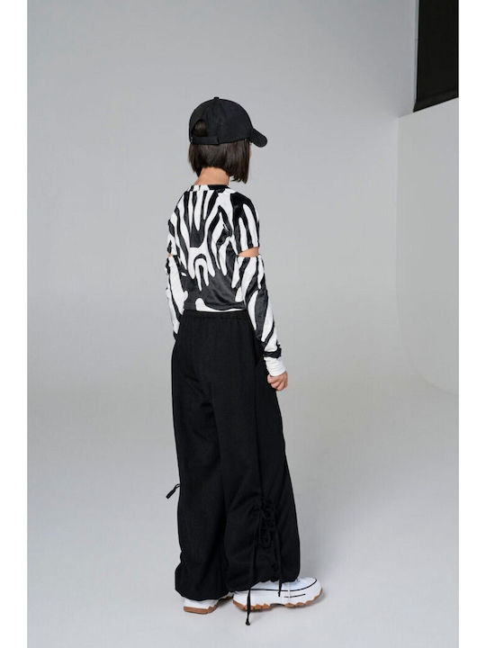 Kids' Shirt Long Sleeve Black-white