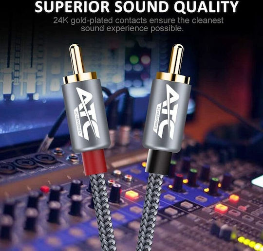 ATC Кабел 2x RCA мъжки - 2x RCA мъжки 1.5м 02.008.0130