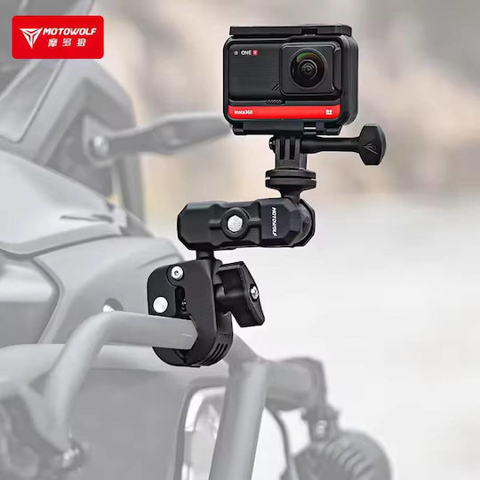 Стойка За Екшън Камера GoPro Огледало Кормило Мотоциклет 360° 19.5см Mdl3532b-dlj Motowolf
