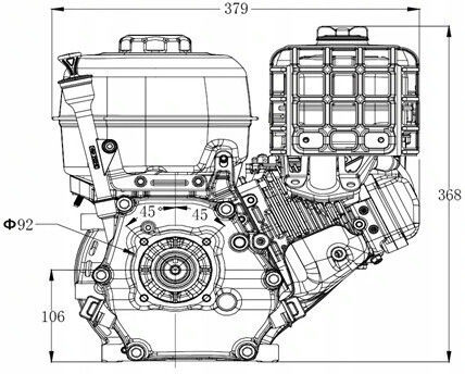 Zongshen Motor pe benzină 272cc 9hp Maximă Rotații 3600rpm cu Demaror (Rezervor 0.6lt)