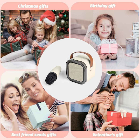 Uncle George Boxă Karaoke cu Microfon Wireless și Efecte de Iluminare Bej 09.04.01-0005-WHT