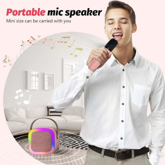 Uncle George Boxă Karaoke Cu Microfon Wireless Și Efecte De Iluminare Roz