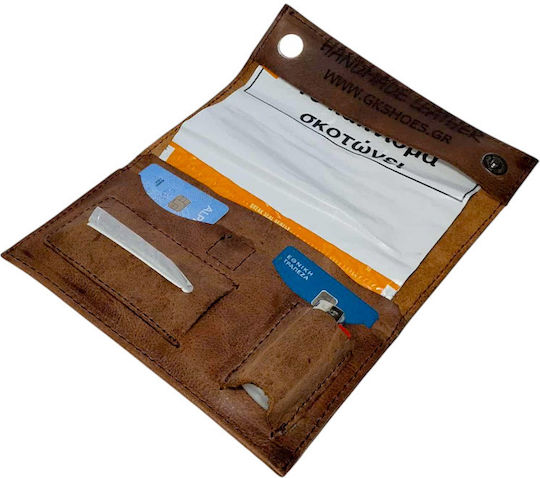 Gk Shoes Lederne Tabaktasche Braun mit magnetischem Verschluss 10x16.5cm