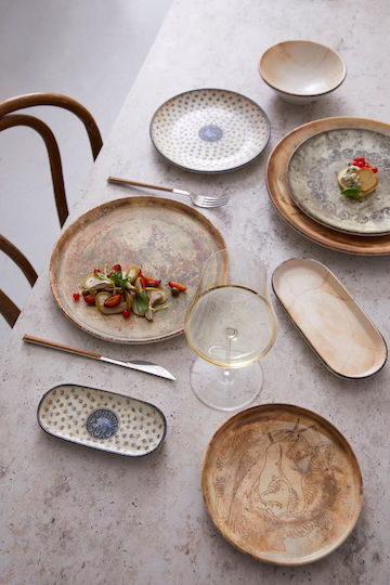 Kutahya Porselen Plate Shallow Beige with Diameter 27cm 6pcs