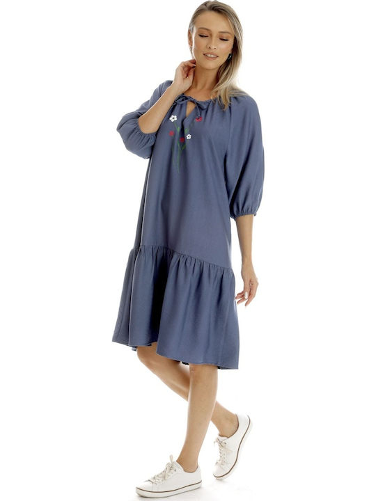 Sommer Midi Kleid Blau