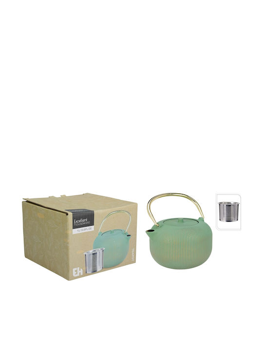 Excellent Houseware Τσαγιέρα με Φίλτρο Μαντεμένια Πράσινη 1000ml